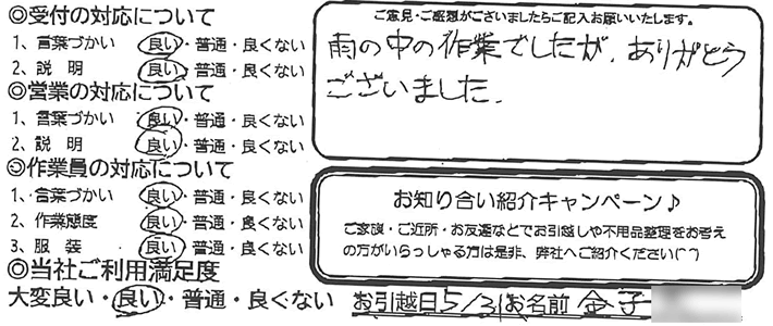 雨の中の作業でしたが